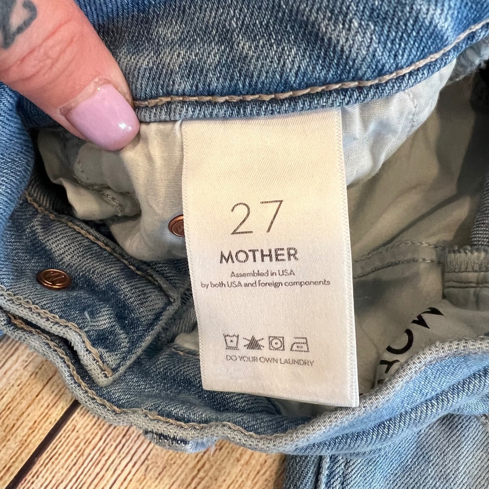 Mother The Tripper Flood Fray Jeans Look Ma No Hands Light Wash 27 High Rise - Picture 5 of 12